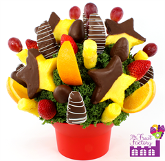 Fresh fruit bouquet with Star shaped pineapple slices and chocolate covered strawberries